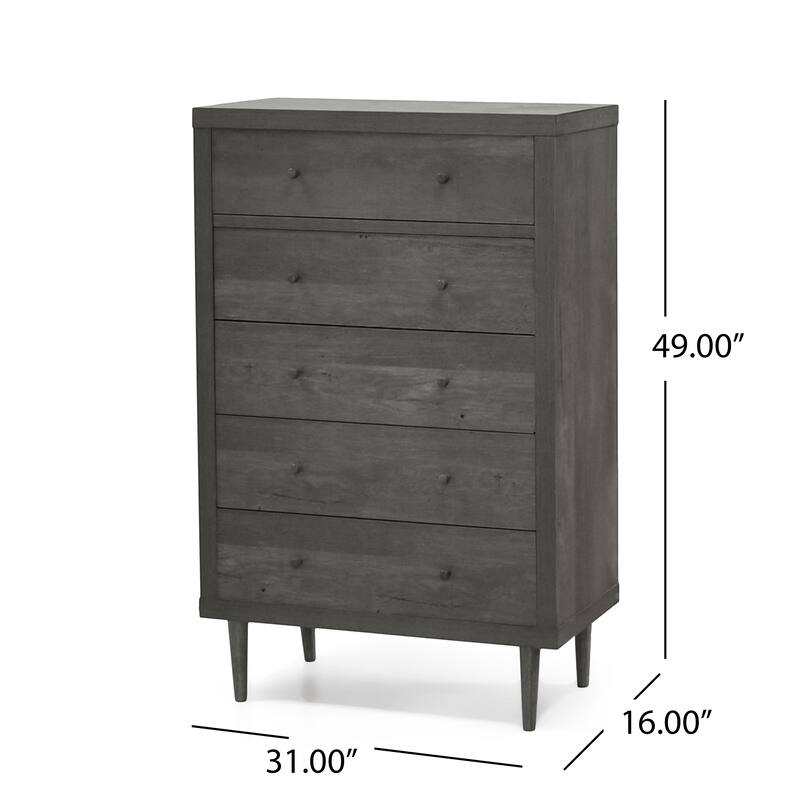 5-Drawer Vertical Chest, Modern Wooden Chest of Drawers with Spacious Storage Space for Bedroom, Hallway, Lliving room