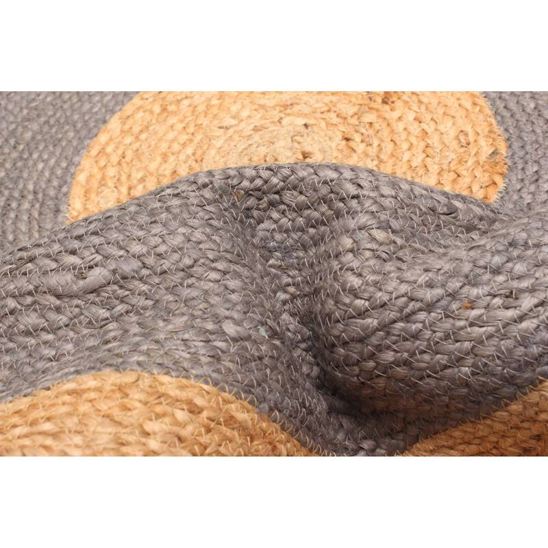 ECARPETGALLERY Braided Weave Palas Denizli Dark Grey Jute Rug - 3'0 x 3'0