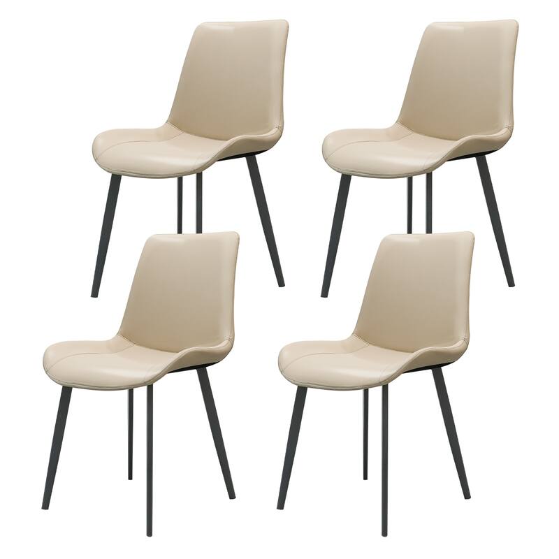 PU Leather Dining Chair with Metal Legs, Modern Upholstered Chair Set of 2 for Kitchen, Restaurant, Living, Meeting Room