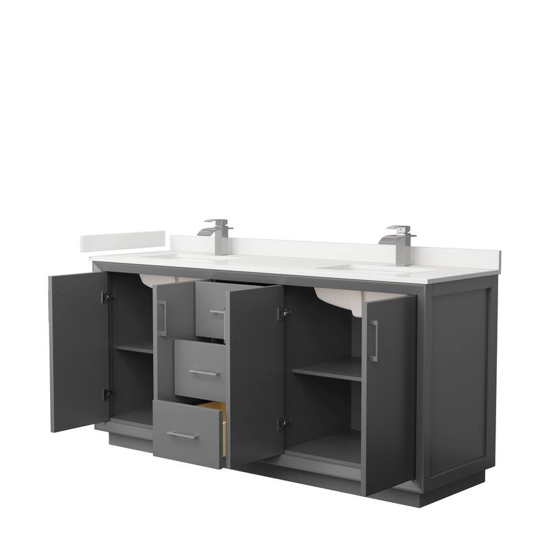 Strada 72-inch Double Vanity, Quartz Top