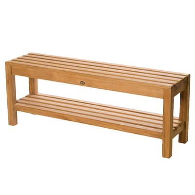 Teak Shower Bench Coach 47" (120 cm) with shelf