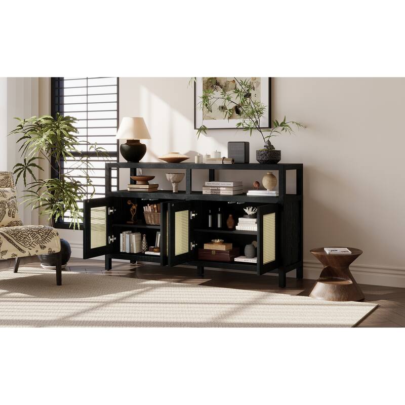 Bohemian Style Rattan Buffet Storage Cabinet