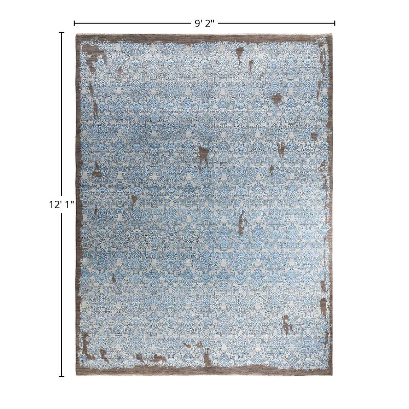 Ikat One-of-a-Kind Hand-Knotted Area Rug, Blue - 9' 2" x 12' 1"