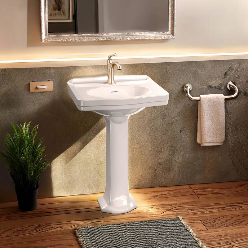 Whitehaus B-LO914-LO915-1H 22-7/8" Oval Vitreous China Pedestal
