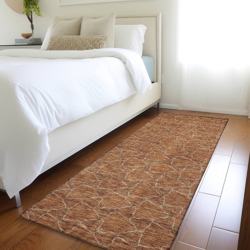 Premium Washable Super Soft Modern Geo Mayfield Rug - Paprika - 2'3" x 7'6"