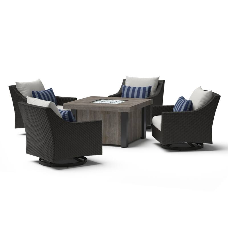 Deco 5 Piece Sunbrella Outdoor Patio Motion Fire Chat Set