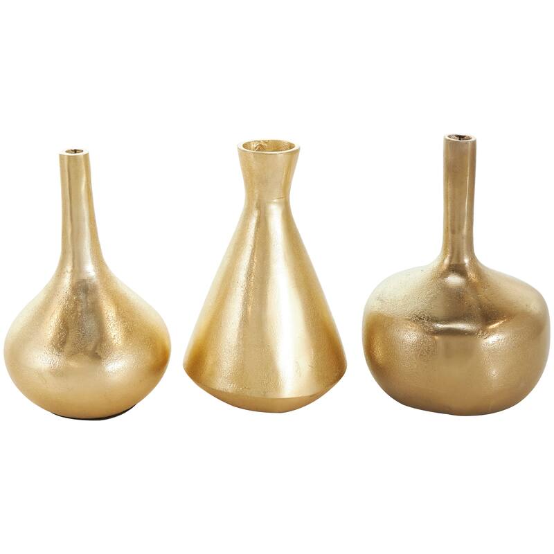 CosmoLiving by Cosmopolitan Gold, Silver or Black Aluminum Metal Vase with Varying Shapes (Set of 3)
