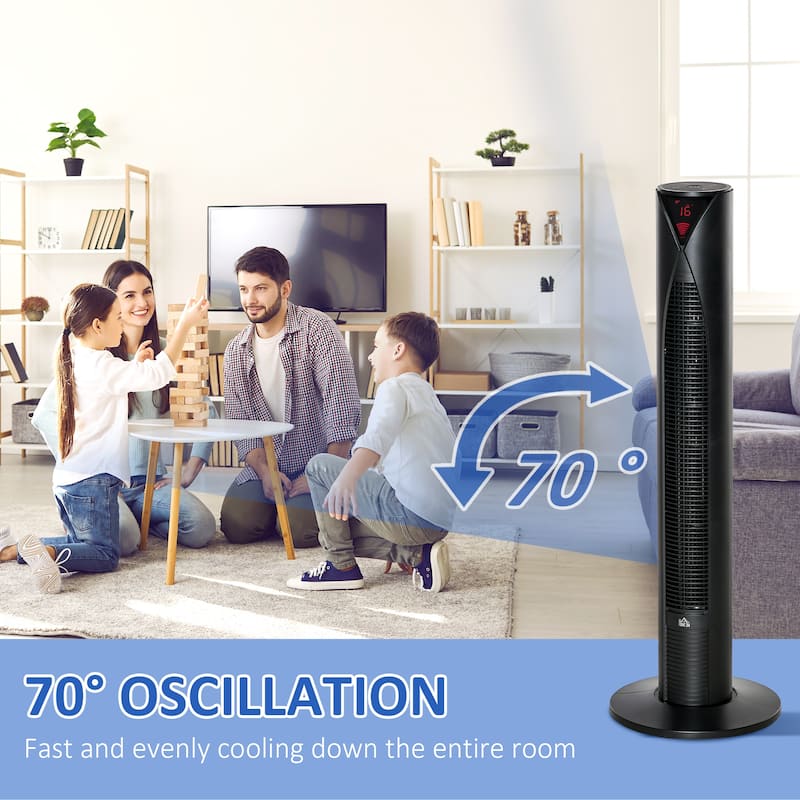 38" Oscillating Tower Fan With 12h Timer