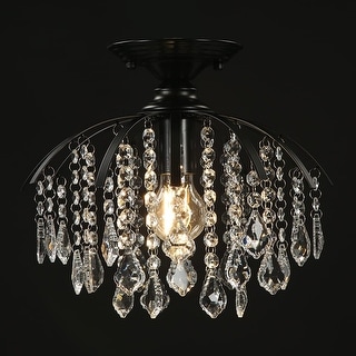 1-light Crystal Semi Flush Mount Ceiling Light - Bed Bath & Beyond 