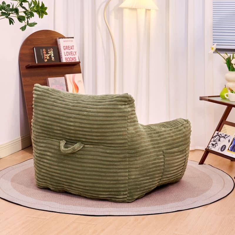 Oversized Lounge Chair Bean Bag Chair for Adults and Kids, Corduroy Fabric Arm Chair Floor Couch Single Sofa Chair