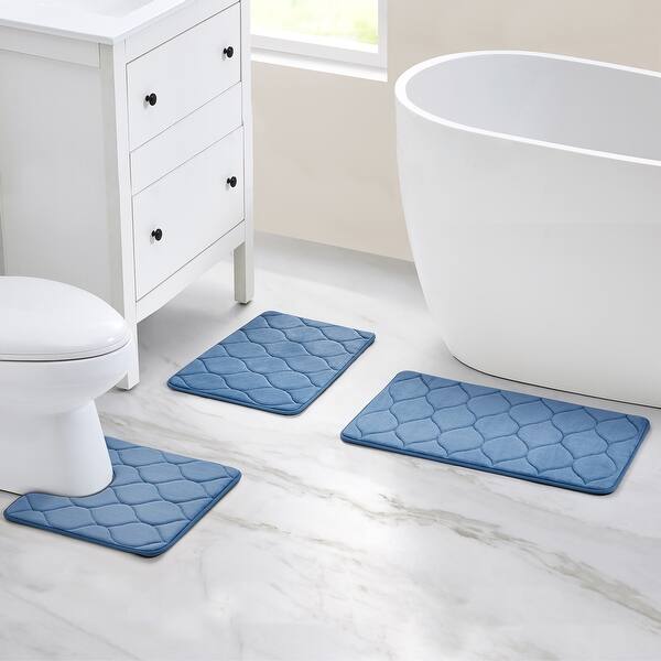 VCNY Home Ogee NonSlip Memory Foam Bath Rug Set (3 Count) Bed Bath