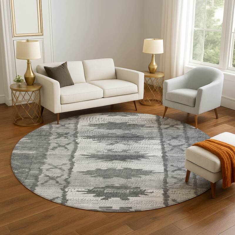 Premium Washable Super Soft Southwest Global Mayfield Rug - Gray - 8' x 8'