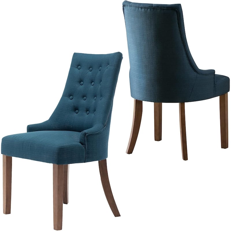 Wingback Upholstered Dining Chairs Set of 2, Fabric Side Dining Room Chairs with Tufted Button