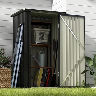 Patiowell 3' x 3' ft Outdoor Storage Metal Shed with Sloping Roof and Single Lockable Door for Backyard Garden Patio Lawn