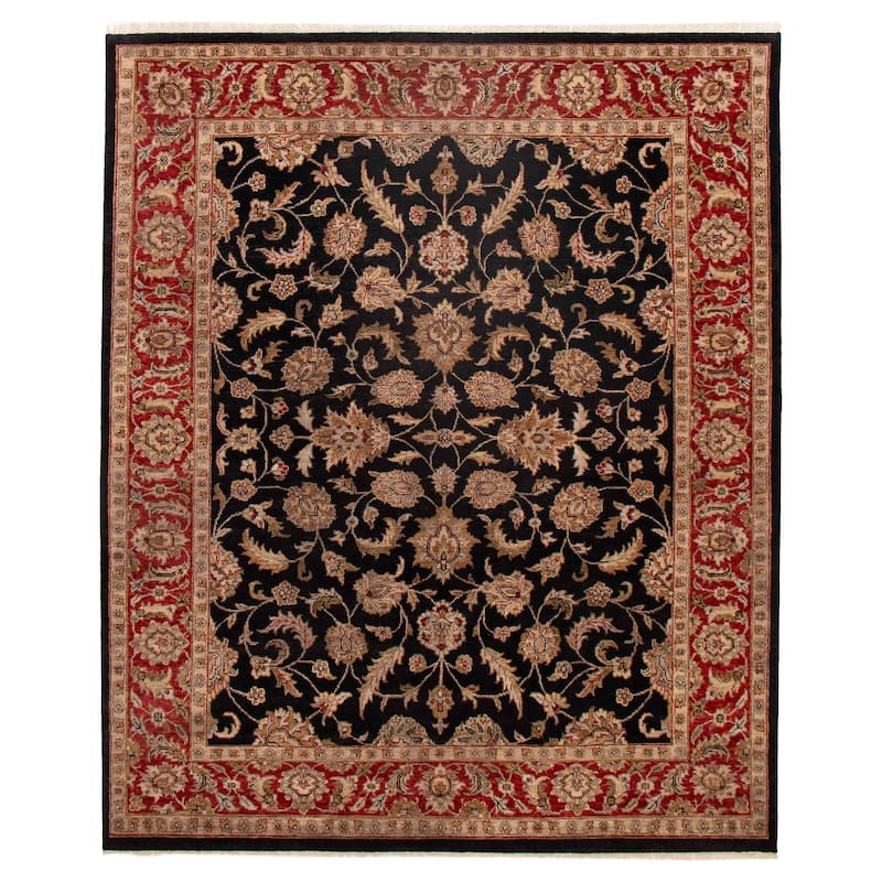 ECARPETGALLERY Hand-knotted Finest Agra Jaipur Black Wool Rug - 8'0 x 9'8 - Black - 8'0 x 9'8