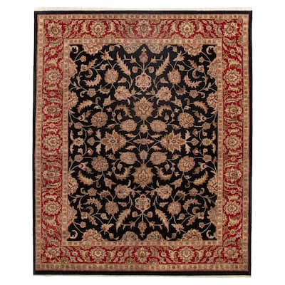 ECARPETGALLERY Hand-knotted Finest Agra Jaipur Black Wool Rug - 8'0 x 9'8
