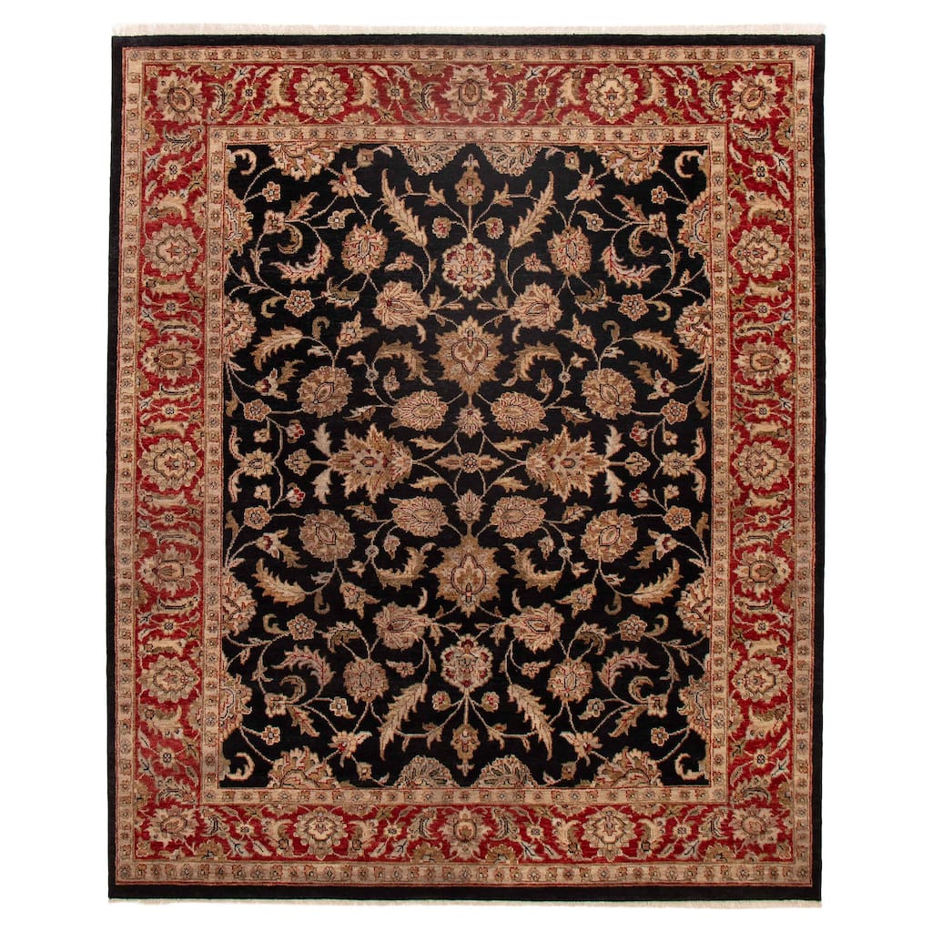 ECARPETGALLERY Hand-knotted Finest Agra Jaipur Black Wool Rug - 8'0 x 9'8