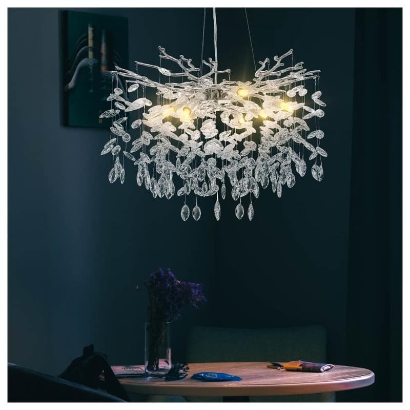 KAYLA 23.6" 9-Lights Gold Luxury Crystal Globe Chandelier, Modern Branch Chandelier for Dinning Room, Kitchen, Living Room
