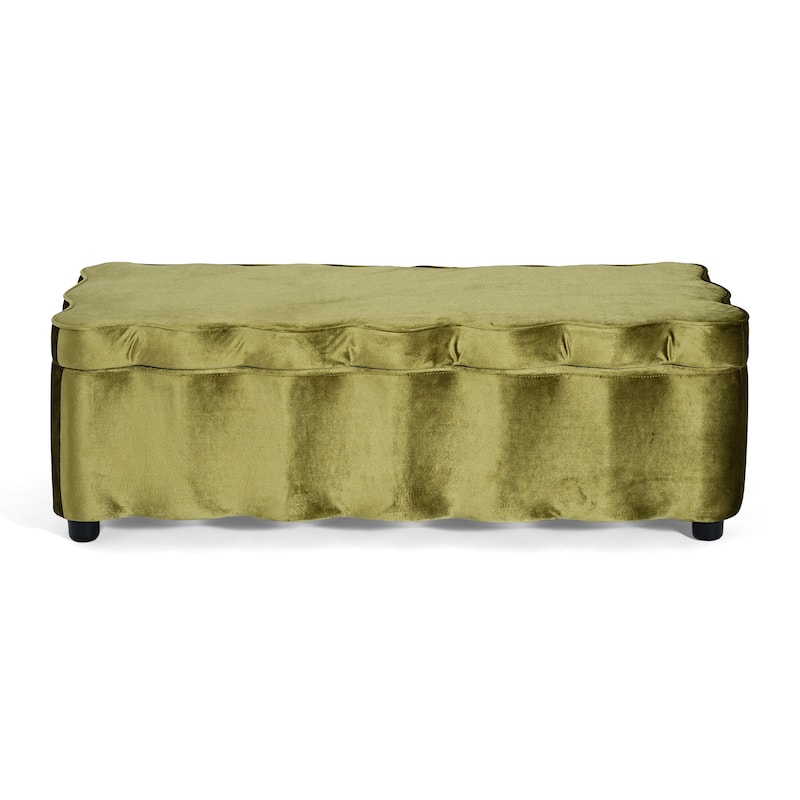 Christopher Knight Home - Milan Modern Velvet Storage Ottoman with Scalloped Design