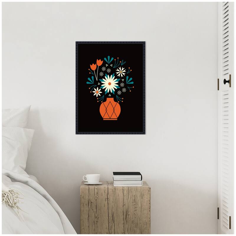 Kate and Laurel Sylvie Floral Red Vase Framed Canvas by Amber Leaders