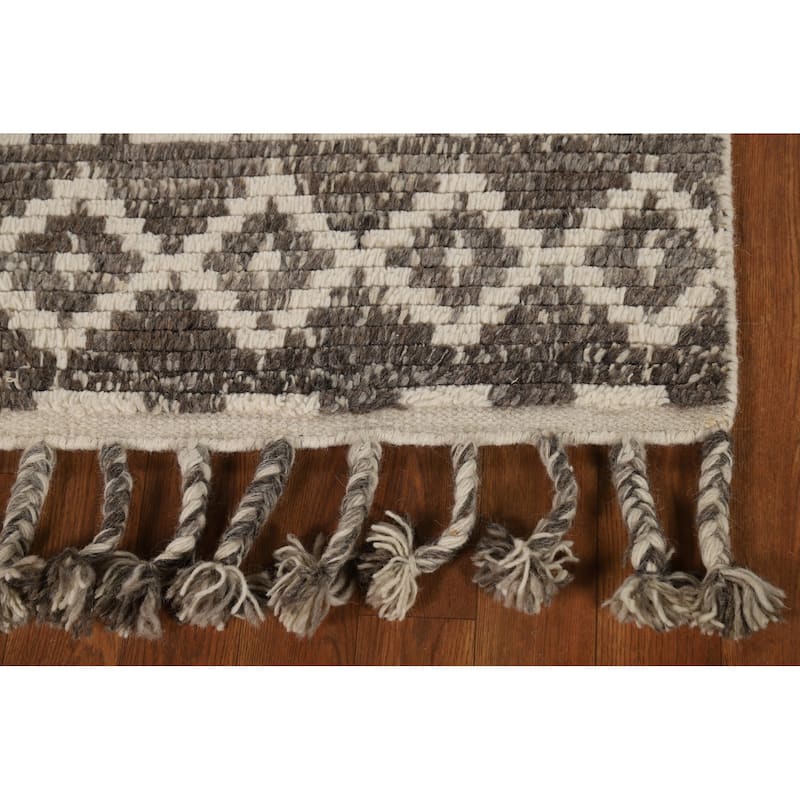 Brown & Ivory Moroccan Oriental Accent Rug Hand-Knotted Wool Carpet - 2'0"x 3'0"