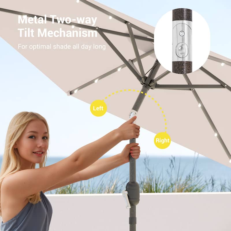 Bonosuki 7.5Ft LED Patio Market Umbrella Outdoor Table Umbrella