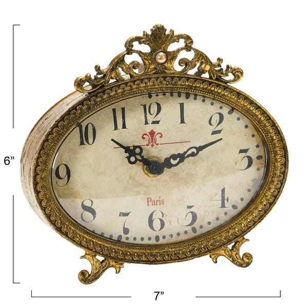 dimension image slide 3 of 4, Decorative Pewter Mantel Clock
