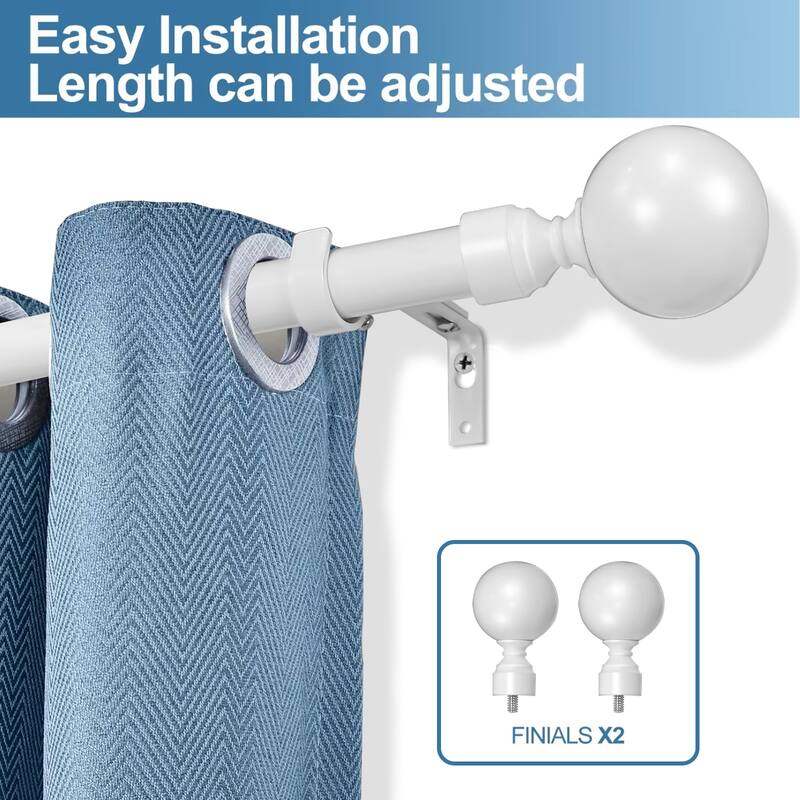 1-inch Diameter Steel Ball Adjustable Single Drapery Curtain Rod