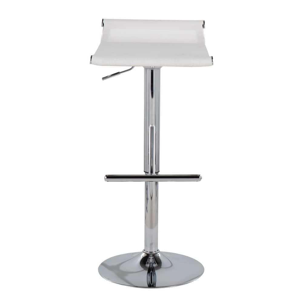 Lumisource Mirage Ale Adjustable Bar Stool in Chrome and Silver Mesh - 18"Lx16"Wx26.25-35"H