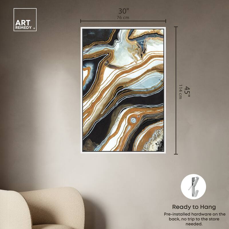 Art Remedy Black And Gold I Framed Mineral, Agate & Geode 1 Piece Canvas Wall Art
