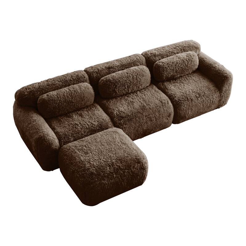Homy Casa Chocolate Plush Fabric Non-Slip Modular Floor Sofa Sectional