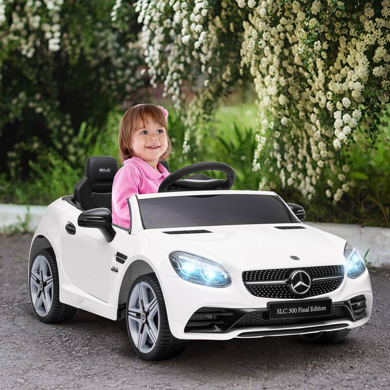 12V Mercedes SLC 300 Kids Ride-On Car with Remote Control, Lights, Music, and Safe Suspension System for Fun Driving