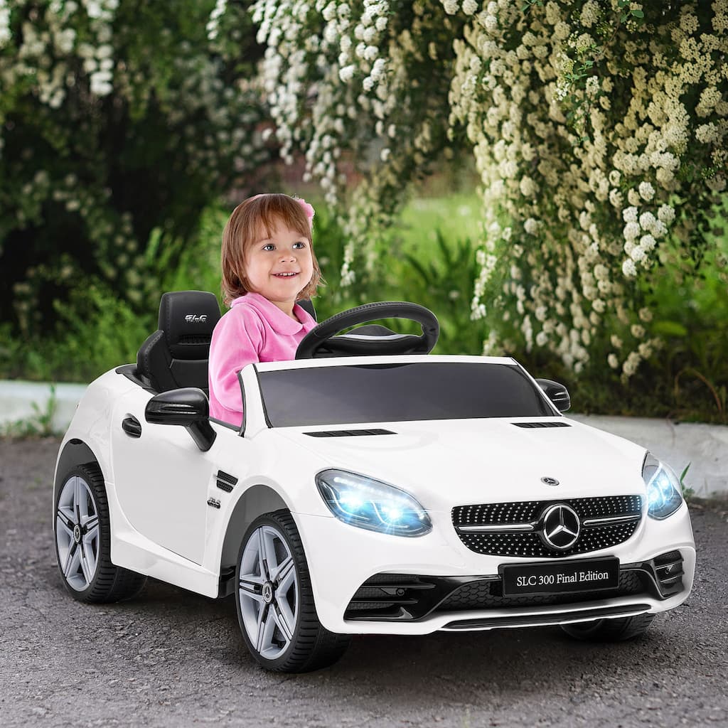 Electric Vehicle for Kids with Seat Belts, White Ride on Truck Car with Dashboard, Exclusive Child Carriage with Headlights