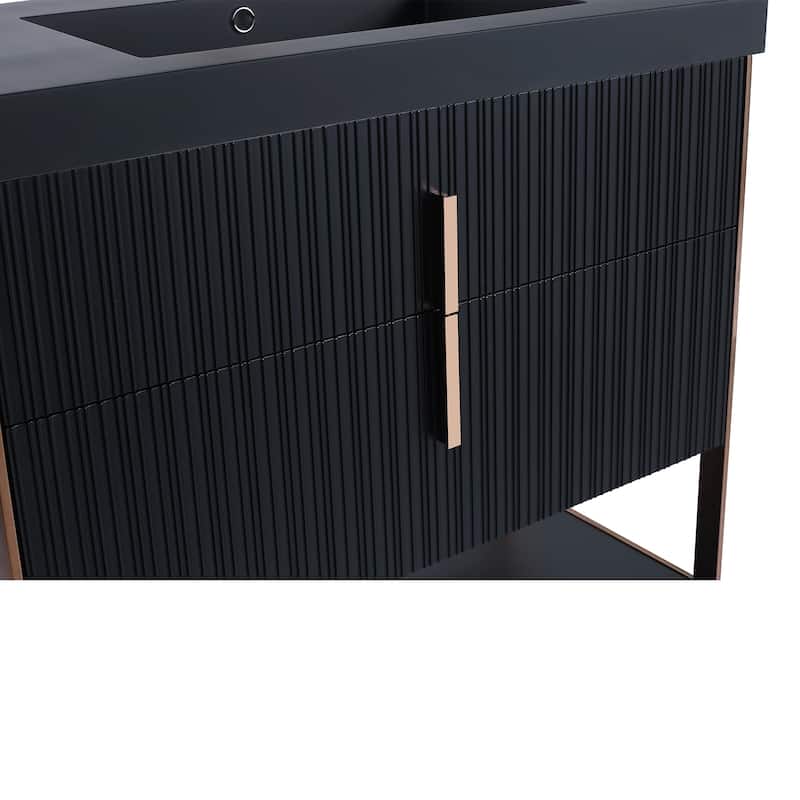 Fine Fixtures Serenity Modern Bathroom Vanity with Black Gel Acrylic Top