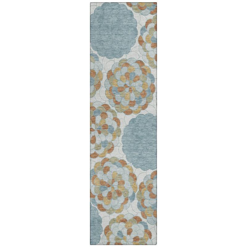 Machine Washable Indoor/ Outdoor Mosaic Cluster Chantille Rug