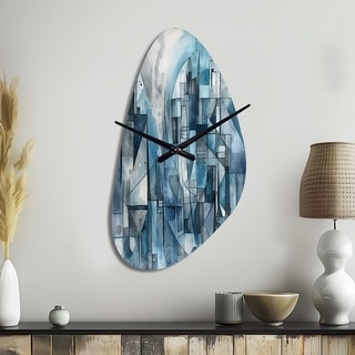 Blue Abstracted Harmonies Of Shape III - Abstract Geometric Wall Clocks ...