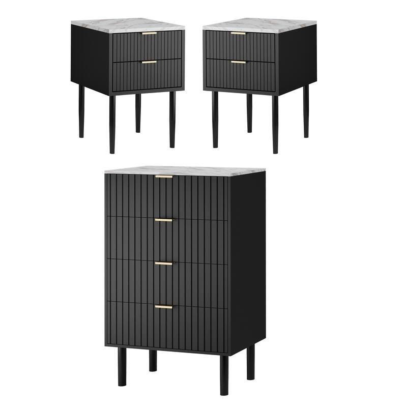 4 Drawers Dresser Storage Imitation Marble Texture Cabinet Organizer