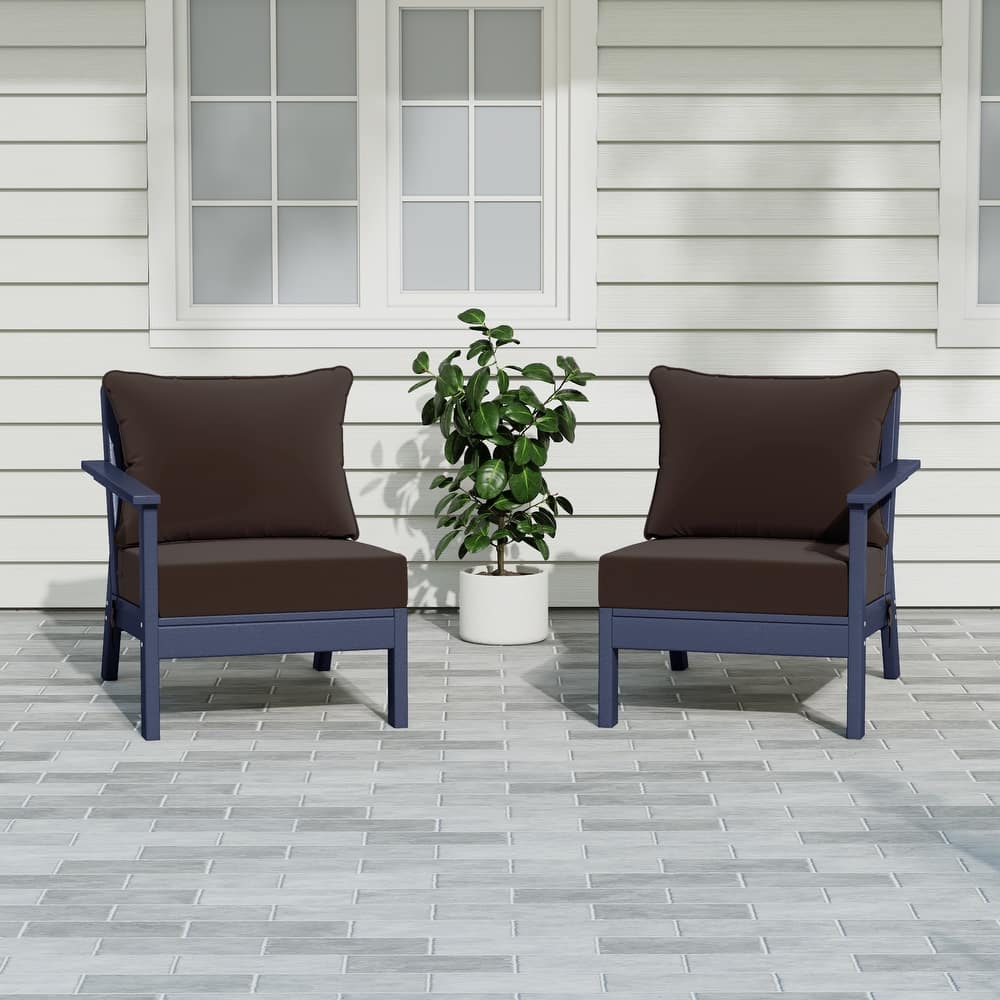 Birchwood All Weather HDPE Outdoor Patio Deep Seating Navy Blue Loveseat (2-Piece)