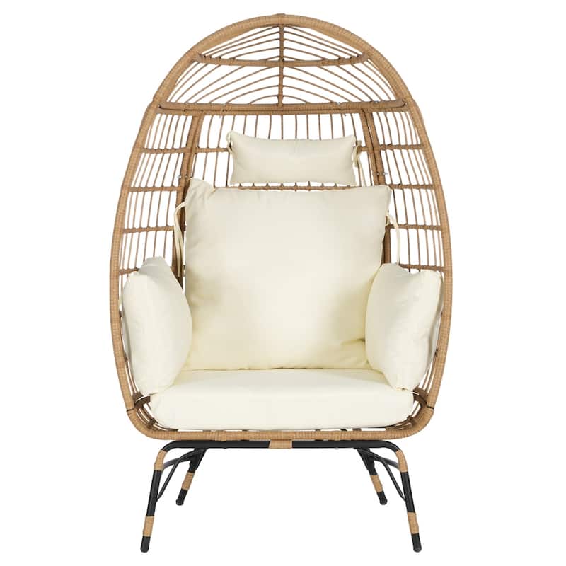 Wicker Egg Chair,Rattan Large Egg Chair Indoor Outdoor,with Ottoman