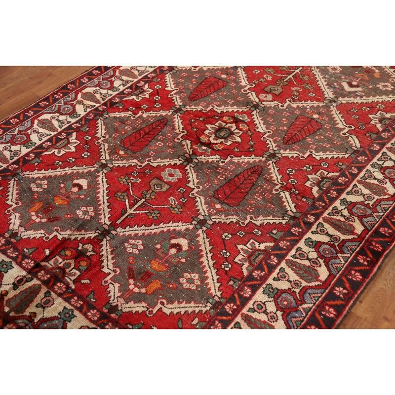 Red Bakhtiari Persian Area Rug Hand-Knotted Wool Carpet - 4'11" x 7'1"