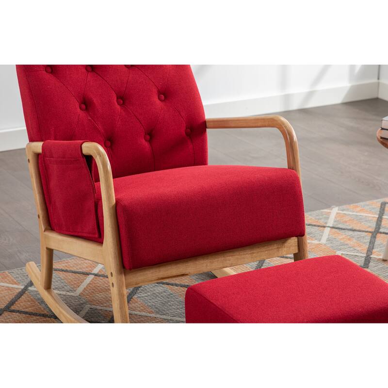 Rocking Chair With Ottoman Modern Upholstered Fabric Rocking Armchair