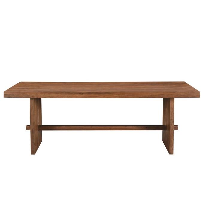 HomeRoots 86" Brown Wood Trestle Base Dining Table - 86.00 in. x 30.00 in. x 40.00 in.