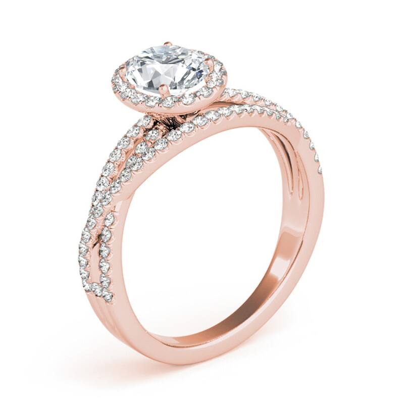 Auriya 14k Rose Gold Lab Grown Oval Diamond Halo Engagement Ring 0.50 to 5.00 ct. tw. (F-G VS)