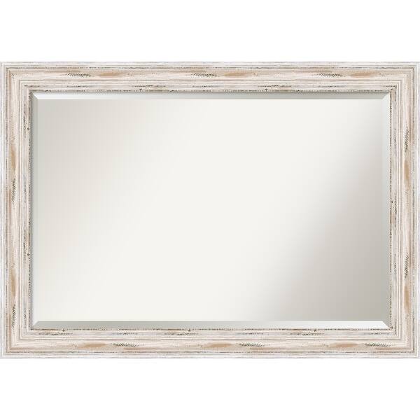 Bathroom Mirror 36x24 Glass Hardwood Whitewash Outer Size 41 x 29