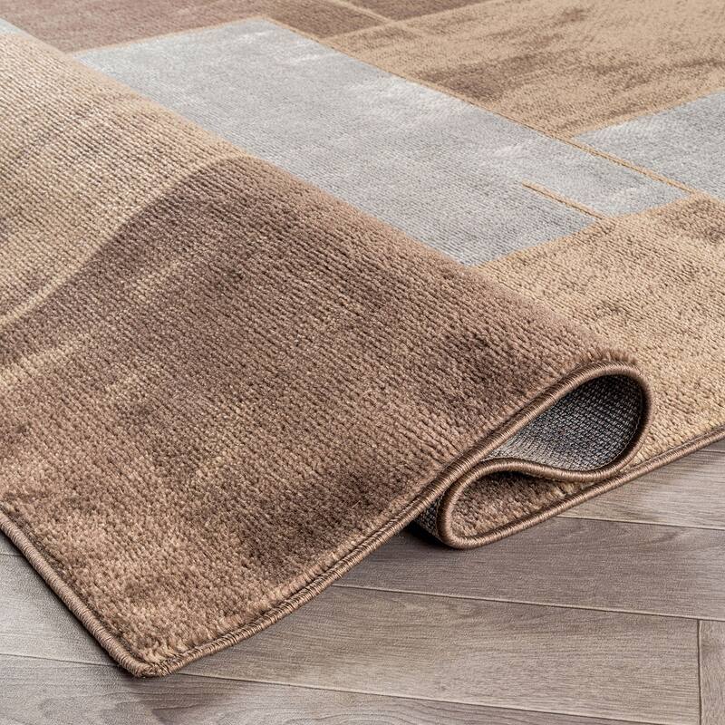 Modern Linear Area Rug for Living Room, Bedroom, or Entryway - Low Pile Indoor Rug