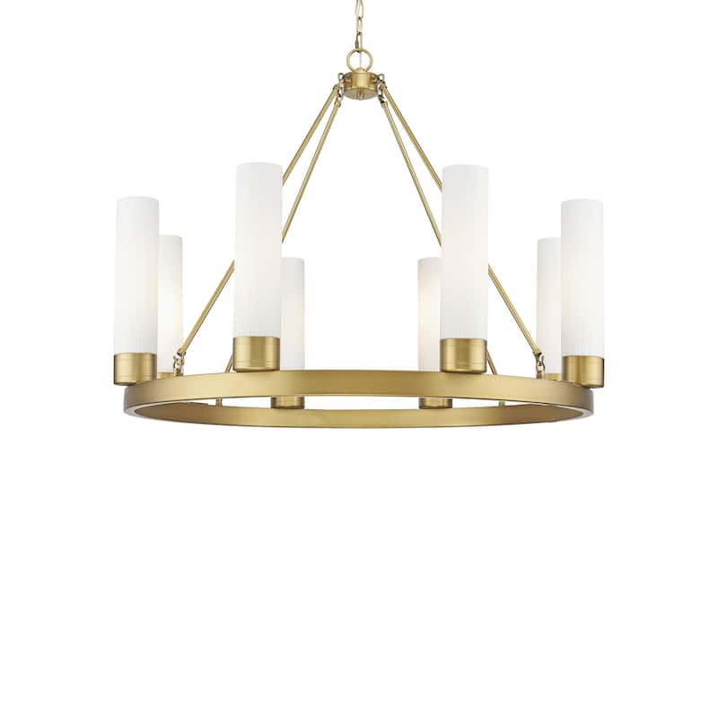 Innovations Lighting 617-8CR-28-36 Boreas Chandelier Boreas 8 Light - Brushed Brass / Striped White