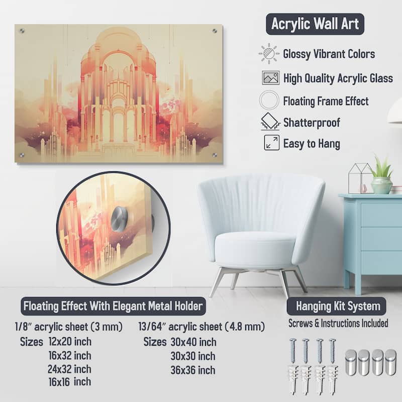 Designart "Blooming Beige Floral Design V" Floral Gloss Wall Decor Beige - Traditional Acrylic Wall Art For Bedroom