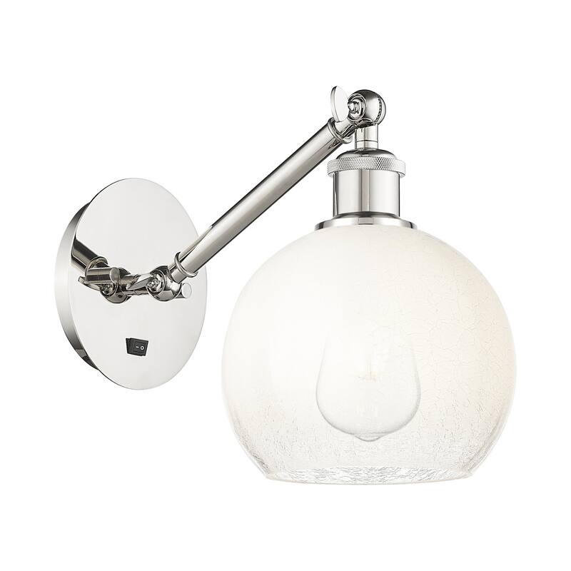 Innovations Lighting 317-1W-11-8 Brookhaven Globe Sconce Brookhaven - Polished Nickel / Opal