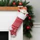 preview thumbnail 1 of 4, 21.5 RedWhite Knitted Snowflake Christmas Stocking with Fleece Cuff