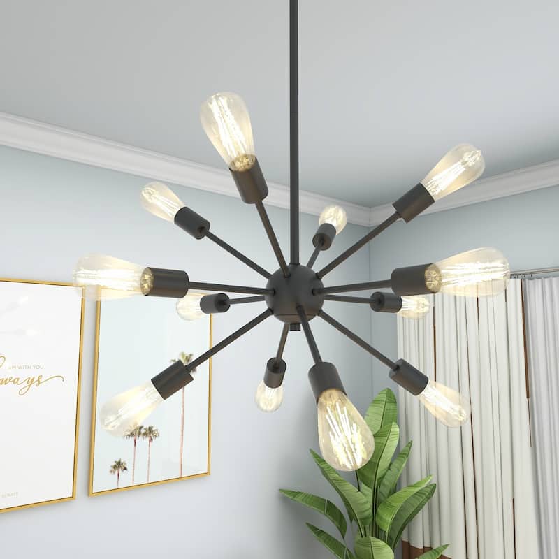 12 - Light Matte Black Sputnik Sphere Chandelier